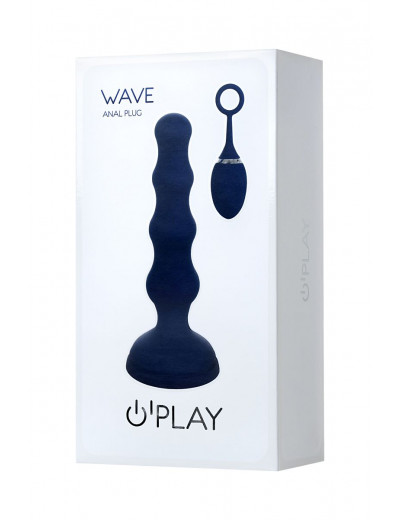 Синяя анальная вибровтулка OPlay Wave с пультом ДУ - 15,5 см.