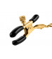 Чёрные с золотом зажимы на соски Gold Chain Nipple Clamps