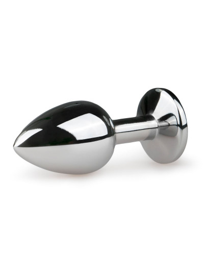 Серебристая анальная пробка с розовым кристаллом Metal Butt Plug - 7,2 см.
