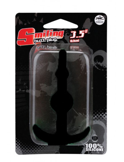 Чёрная анальная втулка SMILING SILICONE BUTT PLUG BLACK - 8,9 см.