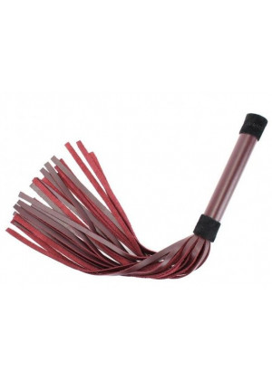 Бордовая плеть Maroon Leather Whip с гладкой ручкой - 45 см.
