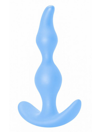 Голубая анальная пробка Bent Anal Plug Black - 13 см.
