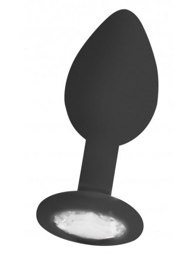 Черная анальная пробка с прозрачным кристаллом Diamond Butt Plug - 7,3 см.