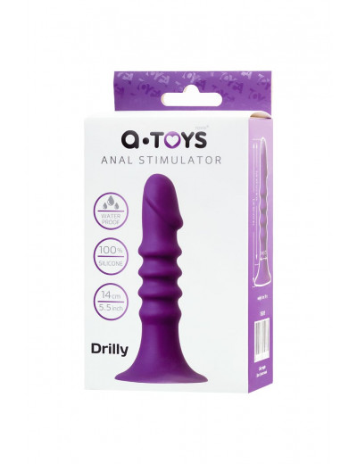 Фиолетовый анальный фаллоимитатор Drilly - 14 см.