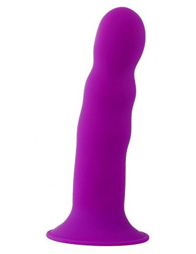 Фиолетовый фаллоимитатор-реалистик PREMIUM RIBBED DILDO - 18 см.