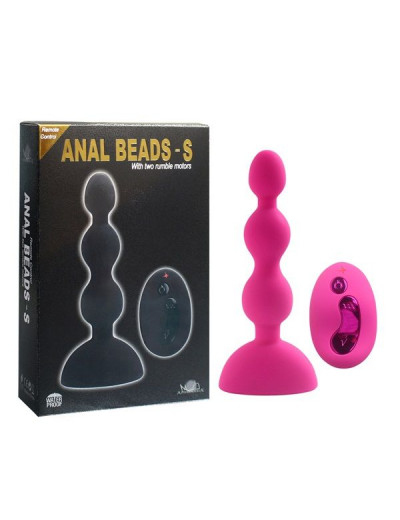 Розовый анальный вибростимулятор Anal Beads S с пультом ДУ - 14,5 см.