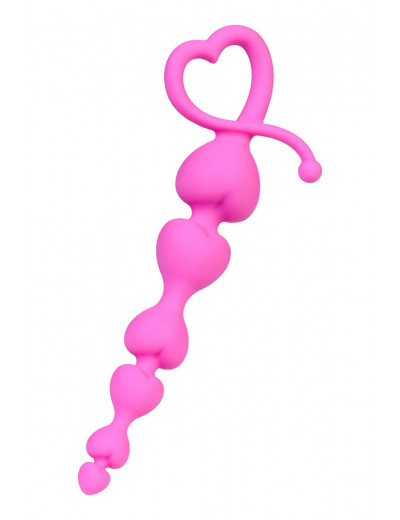 Розовая силиконовая анальная цепочка Sweety - 18,5 см.