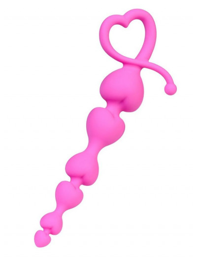 Розовая силиконовая анальная цепочка Sweety - 18,5 см.
