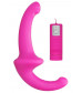 Розовый безремневой вибрострапон с пультом управления Vibrating Silicone Strapless Strapon