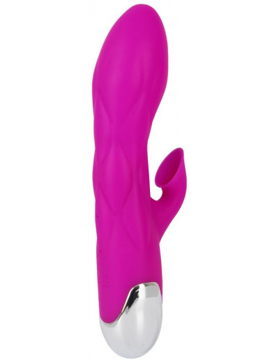 Лиловый вибратор-кролик Super Soft Silicone Sucking Vibrator - 20 см.