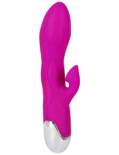 Лиловый вибратор-кролик Super Soft Silicone Sucking Vibrator - 20 см.