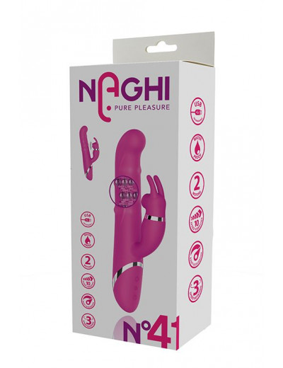 Розовый вибратор-кролик NAGHI NO.41 RECHARGEABLE DUO VIBRATOR - 24 см.
