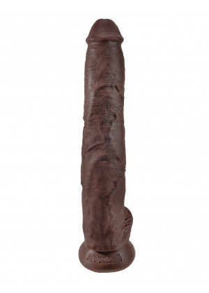 Коричневый фаллоимитатор-гигант 14  Cock with Balls - 37,5 см.