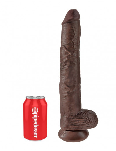 Коричневый фаллоимитатор-гигант 14  Cock with Balls - 37,5 см.