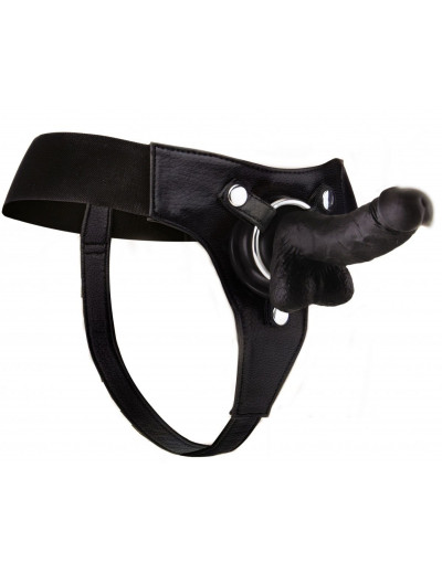 Чёрный страпон Realistic 7 Inch Strap-On - 21,3 см.