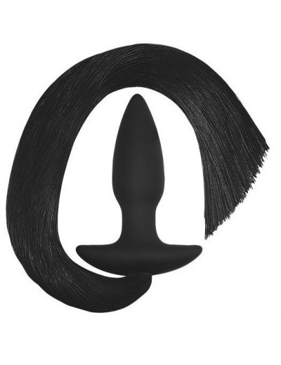 Черная анальная пробка с хвостом Silicone Anal Plug with Pony Tail