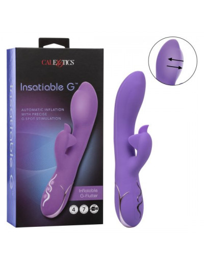 Фиолетовый вибромассажер Inflatable G-Flutter с функцией расширения - 21 см.
