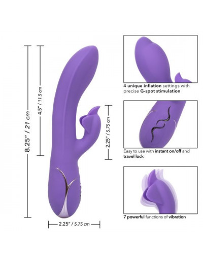 Фиолетовый вибромассажер Inflatable G-Flutter с функцией расширения - 21 см.