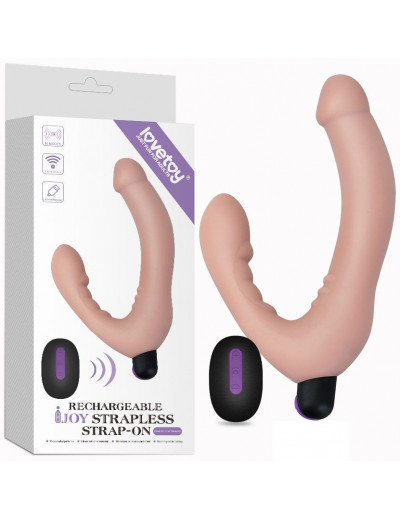 Безремневой страпон с вибрацией и пультом ДУ Rechargeable IJOY Strapless Strap on - 22 см.