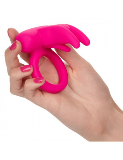 Розовое перезаряжаемое кольцо Silicone Rechargeable Triple Clit Flicker