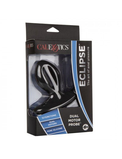 Чёрная анальная пробка с вибрацией Silicone Wireless Dual Motor Probe - 11,5 см.