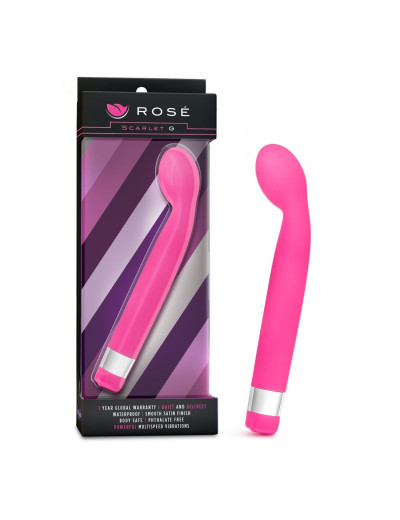 Розовый вибратор для массажа G-точки Rose Scarlet G - 17,8 см.