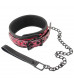 Красно-чёрный кожаный ошейник с поводком Collar With Leash