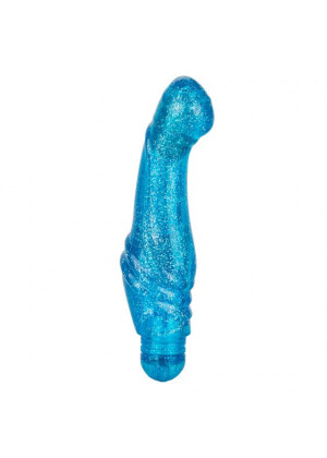 Голубой вибратор с блёстками G Glitz - 17,5 см.
