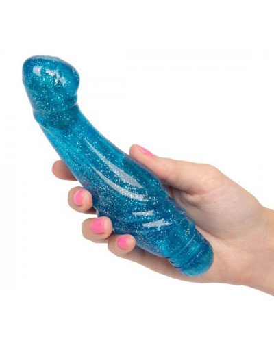 Голубой вибратор с блёстками G Glitz - 17,5 см.