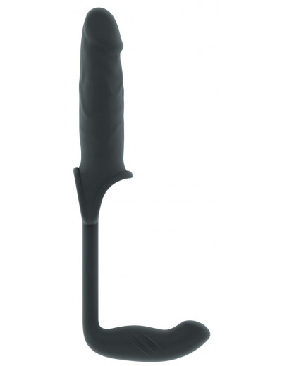 Серая насадка с анальным стимулятором Stretchy Penis Exten and Plug No.34