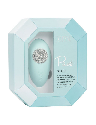Нежно-голубой вибромассажёр Pave Grace с кристаллами
