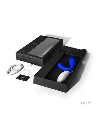 Синий вибромассажёр простаты Loki Wave Federal Blue с отростком для стимуляции промежности - 19,6 см.