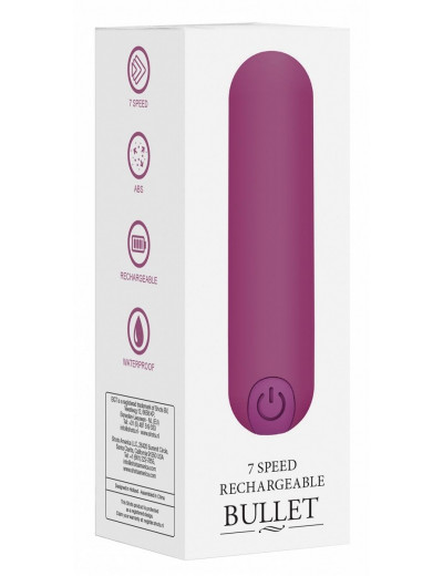 Фиолетовая перезаряжаемая вибропуля 7 Speed Rechargeable Bullet - 7,7 см.