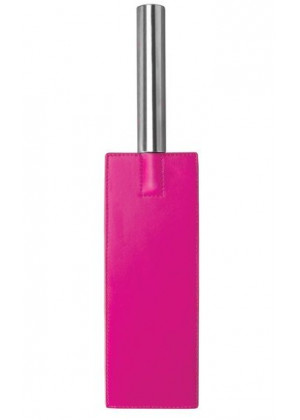 Розовая прямоугольная шлёпалка Leather Paddle - 35 см.