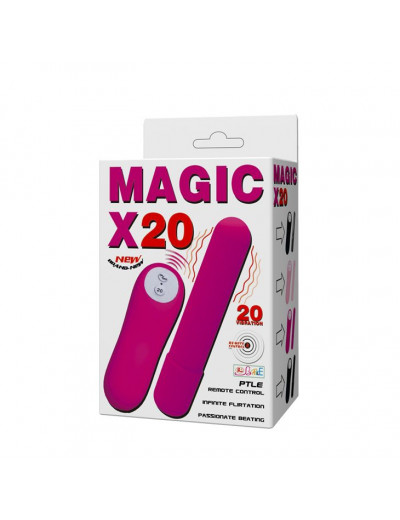 Ярко-розовая удлиненная вибропуля Magic x20
