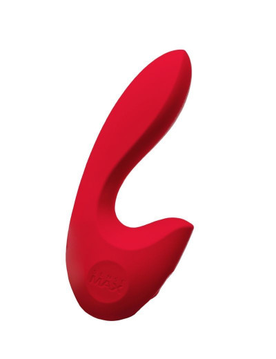 Красный вибратор Sense Max с клиторальным отростком - 16 см.