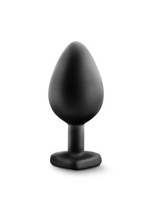 Черная анальная втулка с прозрачным кристаллом Bling Plug Medium - 8,2 см.