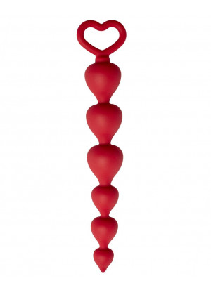 Бордовая анальная цепочка Heart Ray - 17,5 см.