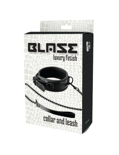 Черный ошейник с поводком Croco Collar and Leash