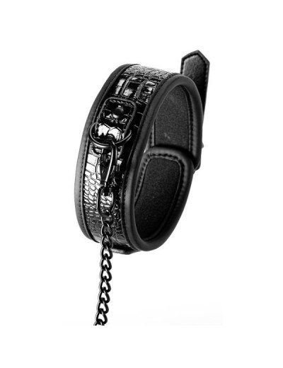 Черный ошейник с поводком Croco Collar and Leash