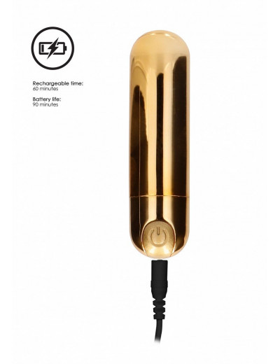 Золотистая перезаряжаемая вибропуля 7 Speed Rechargeable Bullet - 7,7 см.