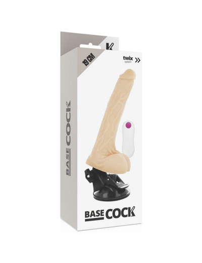 Телесный вибратор на мощной присоске Basecock Realistic Vibrator Remote Control - 19 см.