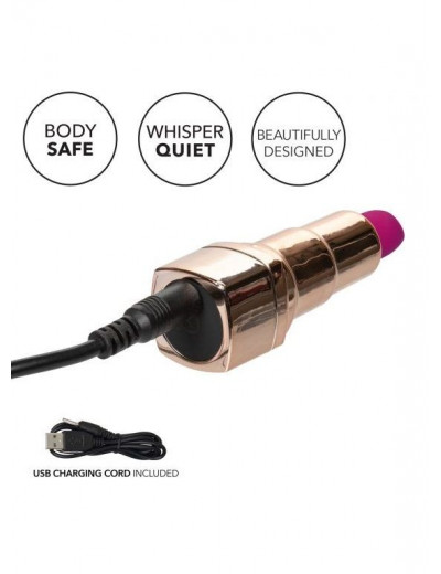 Золотистый вибратор-помада с пурпурным мягким кончиком Hide   Play Rechargeable Lipstick