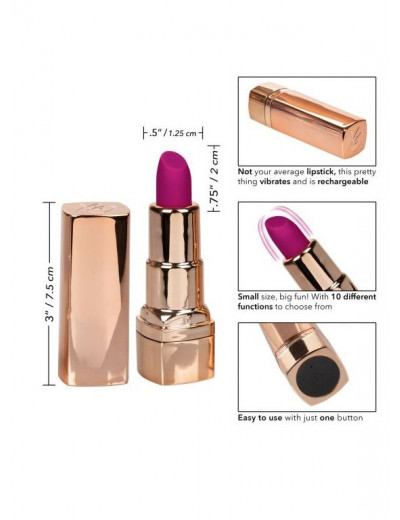 Золотистый вибратор-помада с пурпурным мягким кончиком Hide   Play Rechargeable Lipstick
