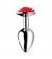 Серебристая анальная пробка с розой Red Rose Butt Plug - 8 см.