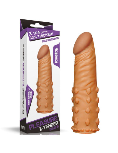 Коричневая насадка-удлинитель Add 2  Pleasure X Tender Penis Sleeve - 18 см.