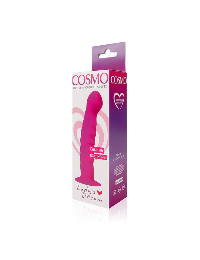 Розовый фаллоимитатор с ребристой поверхностью Cosmo - 14 см.