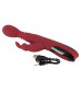 Красный вибромассажер с клиторальным отростком Rabbit Vibrator - 26,5 см.