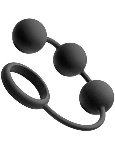 Анальные шарики Tom of Finland Silicone Cock Ring with 3 Weighted Balls