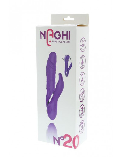 Фиолетовый ротатор NAGHI NO.20 RECHARGEABLE DUO VIBRATOR с клиторальным отростком